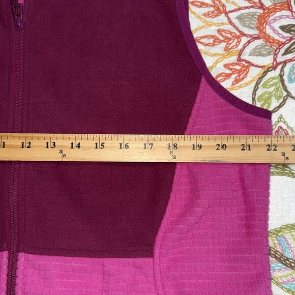 Lands' End plus size 14-16 grid fleece full zip vest 2 pockets casual wear pink - Picture 6 of 13